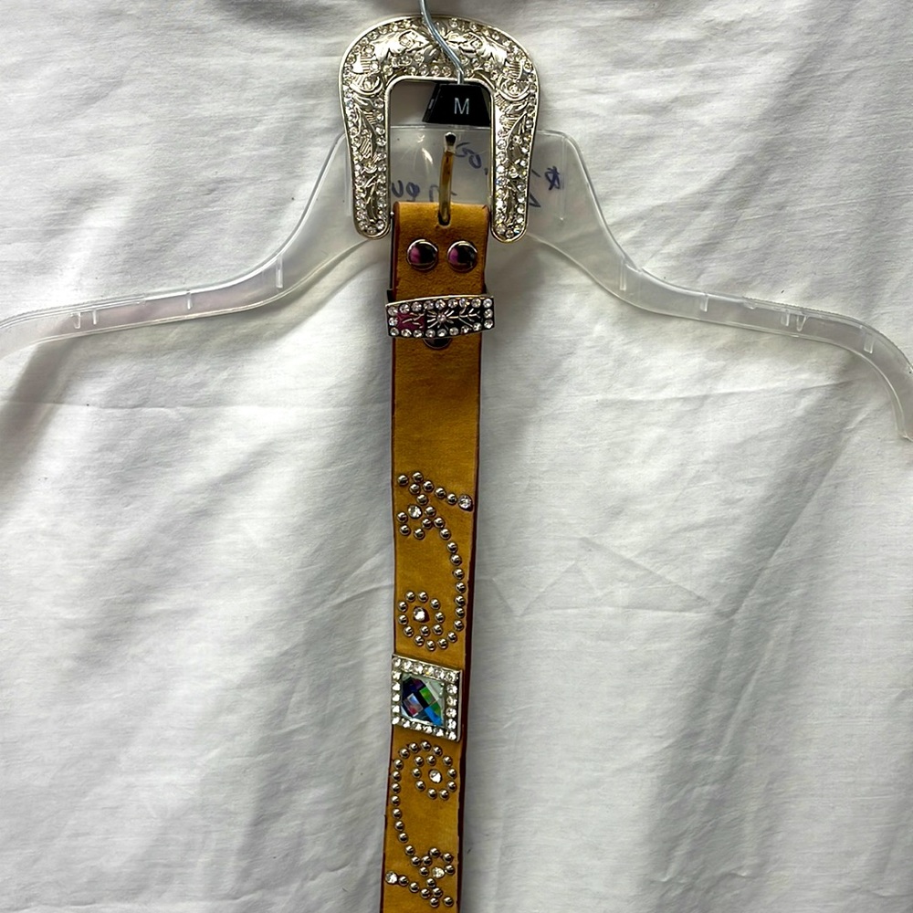 NEW!!! P & G collection diamon studded rinestone leather belt sz L